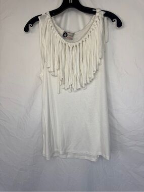 Lanvin White Fringe Detail Tank Top